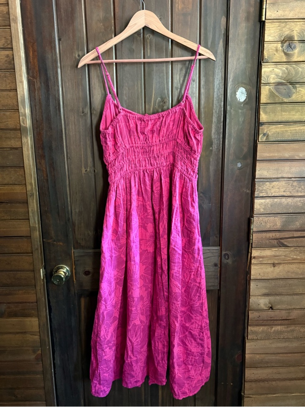GAP Hot Pink Cotton Sundress- Floral Print- Size Large - Picture 7 of 12